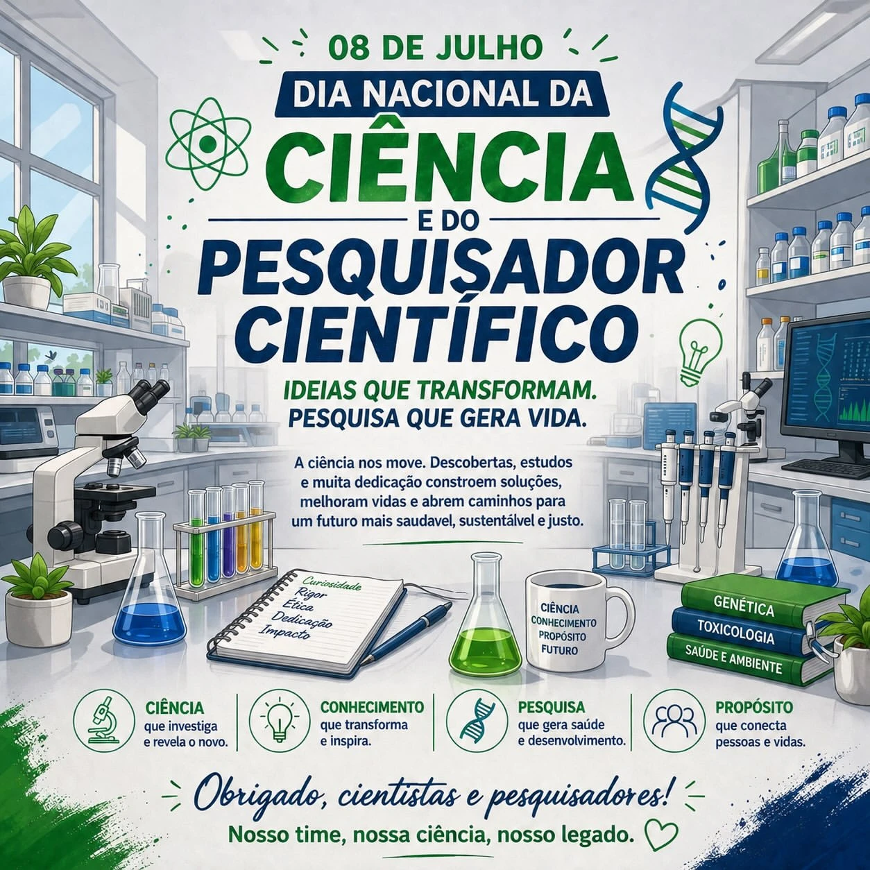 08 de Julho: Dia Nacional da Ciência e do Pesquisador Científico